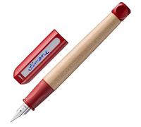 Lamy abc red - pluma estilográfica para niños y principiantes con empuñadura ergonómica y plumín de acero pulido en tamaño A - robusta madera de arce - con cartucho de tinta azul T 10 - Diestro