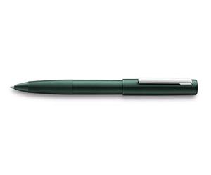 Lamy Aion 377 - Bolígrafo de punta redonda de aluminio sin costuras en color verde oscuro con clip de acero inoxidable pulido, con mina M 63 negra, ancho de trazo M