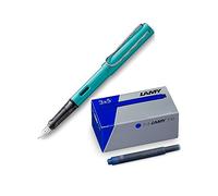 LAMY AL-star - Juego de plumas estilográficas ligeras de aluminio en turmalina con mango ergonómico y plumín de acero pulido, ancho de puntada M T10, juego de 3 cartuchos de tinta, cartón original,