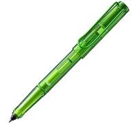 Lamy balloon lime: bolígrafo roller transparente con cuerpo de plástico y clip automático, zonas de agarre ergonómicas y ancho de trazo B, con recambio T 11 roller en azul.