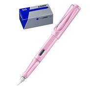 Lamy Juego de 1 pluma estilográfica Safari 0D2 en pluma fina de color rosa claro y 1 juego de 3 cartuchos de tinta T10 en cartón original - Color de la tinta azul