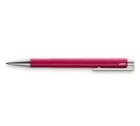 Lamy Logo M+ Bolígrafo 204 de plástico irrompible en color frambuesa con punta cromada y pulsador, incluye mina grande M 16, ancho de trazo M en negro
