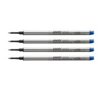 Lamy M63 recambio de roller metálico de gran capacidad, paquete de 4 - Recambio original para todos los bolígrafos roller capuchón - Indeleble - Trazo medio en tinta azul