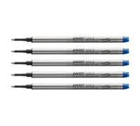 Lamy M63 recambio de roller metálico de gran capacidad, paquete de 5 - Recambio original para todos los bolígrafos roller capuchón - Indeleble - Trazo medio en tinta azul