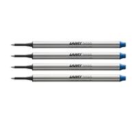 Lamy M66 recambio de roller metálico de gran capacidad, paquete de 4 - Recambio original para todos los bolígrafos roller capuchón - Indeleble - Trazo medio en tinta azul