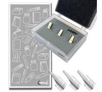 Lamy Safari - Juego de puntas de repuesto de acero inoxidable pulido y negro, elige 5 puntas o 3 puntas, caja protectora incluida. (Colección de 3 puntas de acero inoxidable pulido (puntas de