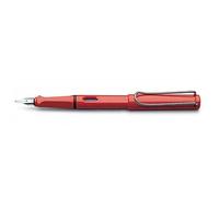 Lamy Pluma estilográfica Safari Roja – Plumín acero pulido M, Cartucho T 10 azul, Diestros