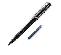 Lamy Safari roll-ink black - Bolígrafo clásico atemporal con mango ergonómico y ancho de trazo M, carcasa de plástico ASA resistente, incluye cartucho de tinta + cartucho extra