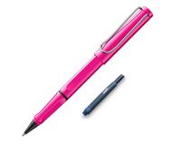 Lamy Safari Roll-Ink Pink - Bolígrafo clásico atemporal con mango ergonómico y ancho de trazo M, carcasa de plástico ASA resistente, incluye cartucho de tinta + cartucho extra