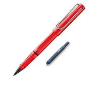 Lamy Safari Roll-Ink Red - Bolígrafo clásico atemporal con mango ergonómico y ancho de trazo M, carcasa de plástico ASA resistente, incluye cartucho de tinta + cartucho extra