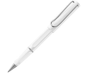 Lamy safari roll-ink white: roller con cartucho de tinta, empuñadura ergonómica, trazo M, escritura cómoda prolongada, fabricado de plástico ASA resistente, in artucho de tinta azul T10