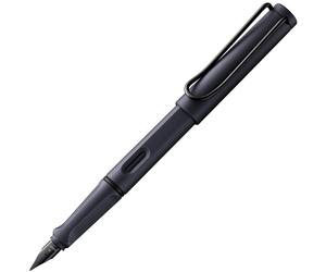 Lamy safari steel black - Pluma estilográfica con empuñadura ergonómica y plumín de acero pulido en tamaño EF - ideal para cualquier escritura y caligrafía - incluye cartucho T 10 azul - Diestro