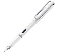 Lamy safari white - Pluma estilográfica con empuñadura ergonómica y plumín de acero pulido para zurdos (LH) en tamaño M - ideal para cualquier escritura y caligrafía - incluye cartucho T 10 azul