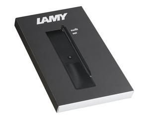 Lamy swift matt black roller set de regalo - roller con sensación de escritura fluida - cuerpo de metal y ancho de trazo B - recambio M 66 en azul y estuche de cuero natural incl.