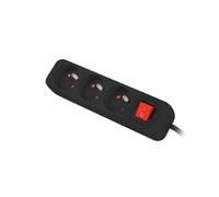 Lanberg LANTERGE Curve 3X 230V PL 1,5 m Negro con interruptor Cobre macizo