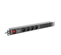Lanberg PDU-04E04I-0200-BK unidad de distribución de energía (PDU) 4 salidas AC 1U Negro