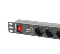 Lanberg Regleta PDU PDU-07F-0200-IEC-BK 7 salidas Tipo F (Schuko) 1U Negra 10A 2 m
