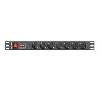 Lanberg PDU-07F-0200-IEC-BK Unidad de distribución de energía (PDU) 7 Salidas AC 1U Negro