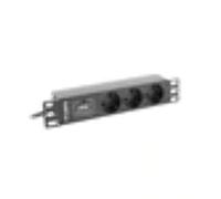 Lanberg Regleta PDU 1U para rack 10" 16A 3x Schuko 2 m Negra