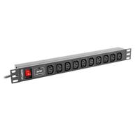 Lanberg Regleta PDU PDU-10I-0200-IEC-BK 1U 10xC13 10A 2500W Negro 2m