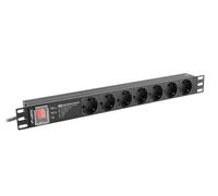 Lanberg Regleta PDU PDU-PRO-07F-0200-BK 1U 16A 6 salidas Schuko Rack 19" Conmutable Negra