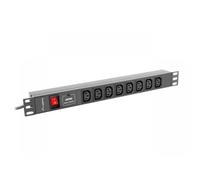 Regleta Lanberg 1U 16A 19" con 8 enchufes IEC C13 y cable de 2m