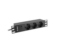 Lanberg PDU 10'' 1U 16A, 3X 230V SCHUCKO 2M Black