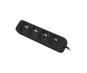LANBERG Regleta de 1,5 m, 4 x 230 V, Cable de Cobre de Calidad, Color Negro