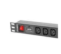 LANBERG - Regleta de corriente PDU-10I-0200-IEC-BK para rack 19 pulgadas, 10 salidas AC C13, 2500 W y 10 A por toma, diseño 1U negro, cable de 2 m, indicadores LED, ideal para centros de datos y ofici