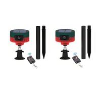 Lancoon 2 Pack Solar Motion Sensor de Alarma Aire Libre con la Mejora de 360 °Detector de Alarma 129db Fuerte Sirena Intermitente luz estroboscópica de con Mando a Distancia para Granja Granero