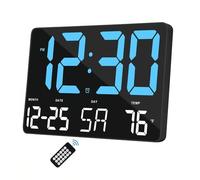 Lancoon Despertador Digital LED con Temperatura Fecha Snooze Mando a Distancia Sobremesa Montado en la Pared 4 Niveles de Ajuste de Brillo ℃/℉ Interruptor para Salón Dormitorio