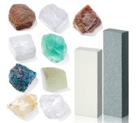 Landical 1 kit de prueba de dureza de Moh's Science of the Tierra Kit de prueba de dureza Mohs Kit de identificación mineral incluye 9 especímenes de minerales rocosos y 2 placas de rayas de porcelana