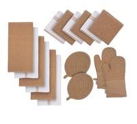 LANE LINEN Juego de 16 paños de cocina, 100 % algodón, juego de manoplas resistentes al calor y soporte para ollas, trapos reutilizables para lavar, toallas absorbentes para secar la cocina, color