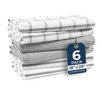 LANE LINEN Juego de 6 paños de Cocina, 18 x 28 Pulgadas, 100% algodón, absorbentes y de Secado rápido, con Lazo para Colgar, Color Gris