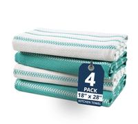 LANE LINEN Juego de toallas de cocina, paquete de 4 paños de cocina de algodón para secar platos, 18 x 28 pulgadas, paños de cocina absorbentes, juego de toallas de cocina de secado rápido, color azul