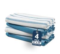 LANE LINEN Juego de toallas de cocina, paquete de 4 paños de cocina de algodón para secar platos, 18 x 28 pulgadas, paños de cocina absorbentes, juego de toallas de cocina de secado rápido, zafiro