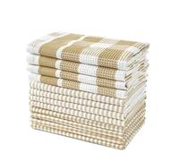 LANE LINEN Paños de cocina 100% algodón, ultra suaves, absorbentes, de secado rápido, paños de cocina multitejido, 12x12 pulgadas, paquete de 12 - Beige