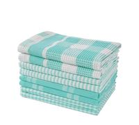 LANE LINEN Paños de cocina 100% algodón, ultrasuaves, absorbentes, de secado rápido, multitejido, 13 x 13 pulgadas, paquete de 8 unidades, color aguamarina