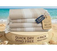 LANE LINEN Paquete de 4 toallas de playa de gran tamaño para adultos, toallas de playa ligeras de viaje, prelavadas para una sensación suave al tacto, toallas de playa de secado rápido, 39 x 71