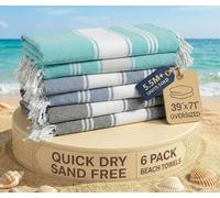 LANE LINEN Toalla de playa 100% algodón, 6 toallas de playa de gran tamaño, 39 x 71 pulgadas, toalla de piscina, toalla de playa de gran tamaño, toalla de playa absorbente extragrande, toalla de arena
