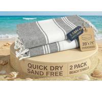 LANE LINEN Toallas para mujer, paquete de 2 toallas de viaje de gran tamaño, prelavadas, no encogen, sin arena, de secado rápido, ligeras, uso de baño suave, 39 x 71 pulgadas, color negro ahumado