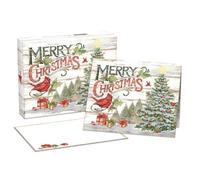 LANG Tarjetas de Navidad en caja de bosque de pinos, obra de arte de Sam Timm, 18 tarjetas y 19 sobres, 5.4 x 6.9 pulgadas, obra de arte exclusiva LANG de Sam Timm para LANG, adorno con purpurina