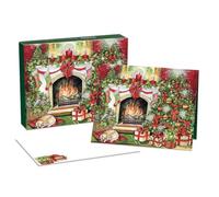 LANG Tarjetas de Navidad en caja de calidez navideña, obra de arte exclusiva de LANG de Sam Timm para LANG, 18 tarjetas y 19 sobres, 5.4 x 6.9 pulgadas, tarjeta de lino en relieve, adorno con