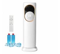 LANMOU Climatizador Evaporativo Portátil 4 L, Frío y Calor, sin Tubo | Oscilación 180°, 3 velocidades, mando a distancia, pantalla táctil LCD y protección contra funcionamiento en seco