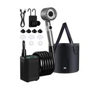 LANMOU Ducha Portátil Camping 12000mAh con Bomba USB-C y Cubo 20L Plegable | Cabezal Ajustable, Pantalla LED, Manguera 2 m y Seis Presiones para Camper, Playa, Mascotas, Coche y Jardín