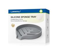 LANMU Organizador de bandeja de esponja compatible con esponja Scrub Daddy/Mommy, soporte de esponja de silicona para fregadero de cocina, con boquilla de drenaje