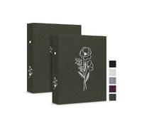 Lanpn A6 carpeta de 6 anillas estéticas, 2 paquetes, con cubierta de lino, anillas pequeñas redondas, carpeta para tarjetas fotográficas, planificador, se ajusta al papel A6, para oficina, escuela