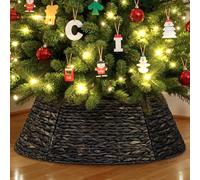 Lanpn Rattan Collar Árbol de Navidad 71cm, Redondo Mimbre Decorativo Falda Arbol Navidad Christmas Tree Collar para Pequeño Mini Árboles Artificiales Interior - Decoración Navideña (Café)