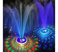 LanPool Fuente de Agua Flotante con Luces Subacuáticas, Bomba Eléctrica para Exterior, Aspersor de 2 Modos Fuente Cascada para Piscina Enterrada y Elevada, Estanque-Azul-1PC