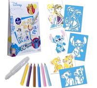 Lansay - BLOPENS DISNEY HÉROES - Kit de Creación de Dibujos para Niños a partir de 5 años - 6 Rotuladores para Colorear con Aire Blopens + 7 Plantillas Reutilizables (Stitch o Simba) - Actividad